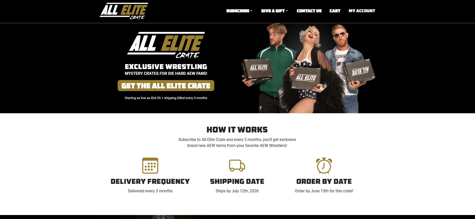 Screenshot of the All Elite Crate website